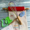 Load image into Gallery viewer, Baking tools including a rolling pin, whisk, and cookie cutter with 'Mumz Little Chefs' branding on a wooden surface.