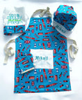 Load image into Gallery viewer, Oven gloves for kids, personalised apron and chef hat for children