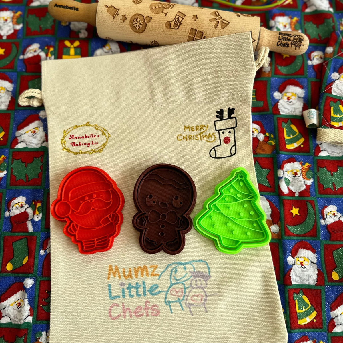 Christmas cookie cutters included in the kids baking kit