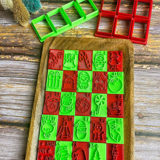 Advent Calendar Cookie Stamps - 25 Christmas Stamps & Cutter Set
